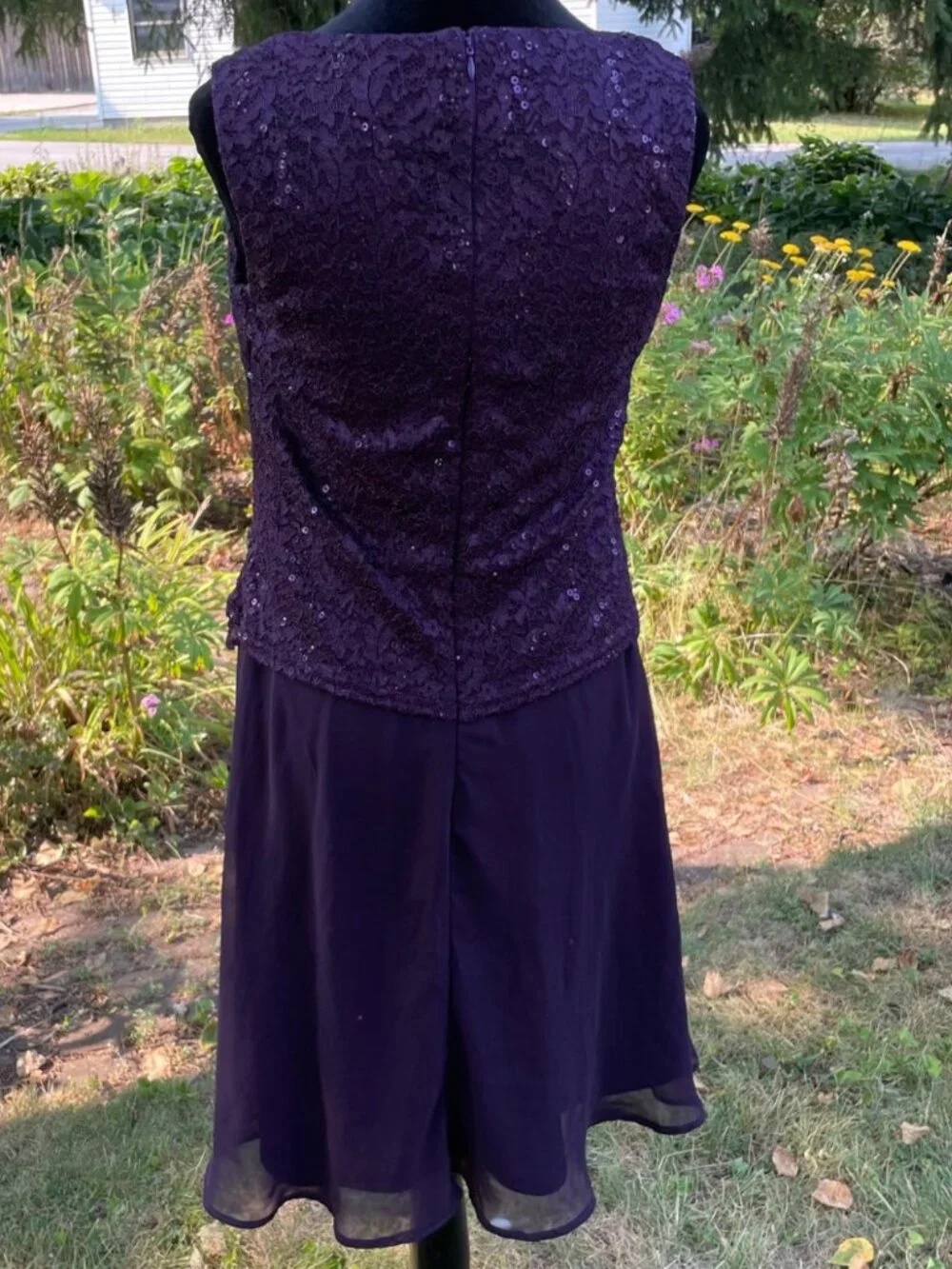 Vintage 90s 2pc Set Dress Cardigan Lace Seqin Drop Waist Flowy Fairy 10 Formal